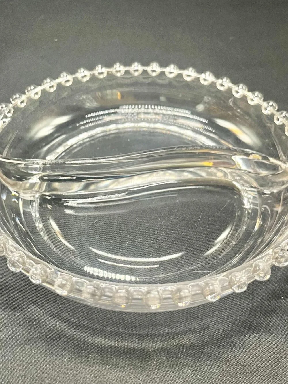 Vintage Imperial Glass Candlewick Pattern Two-Compartment Divided Relish Dish